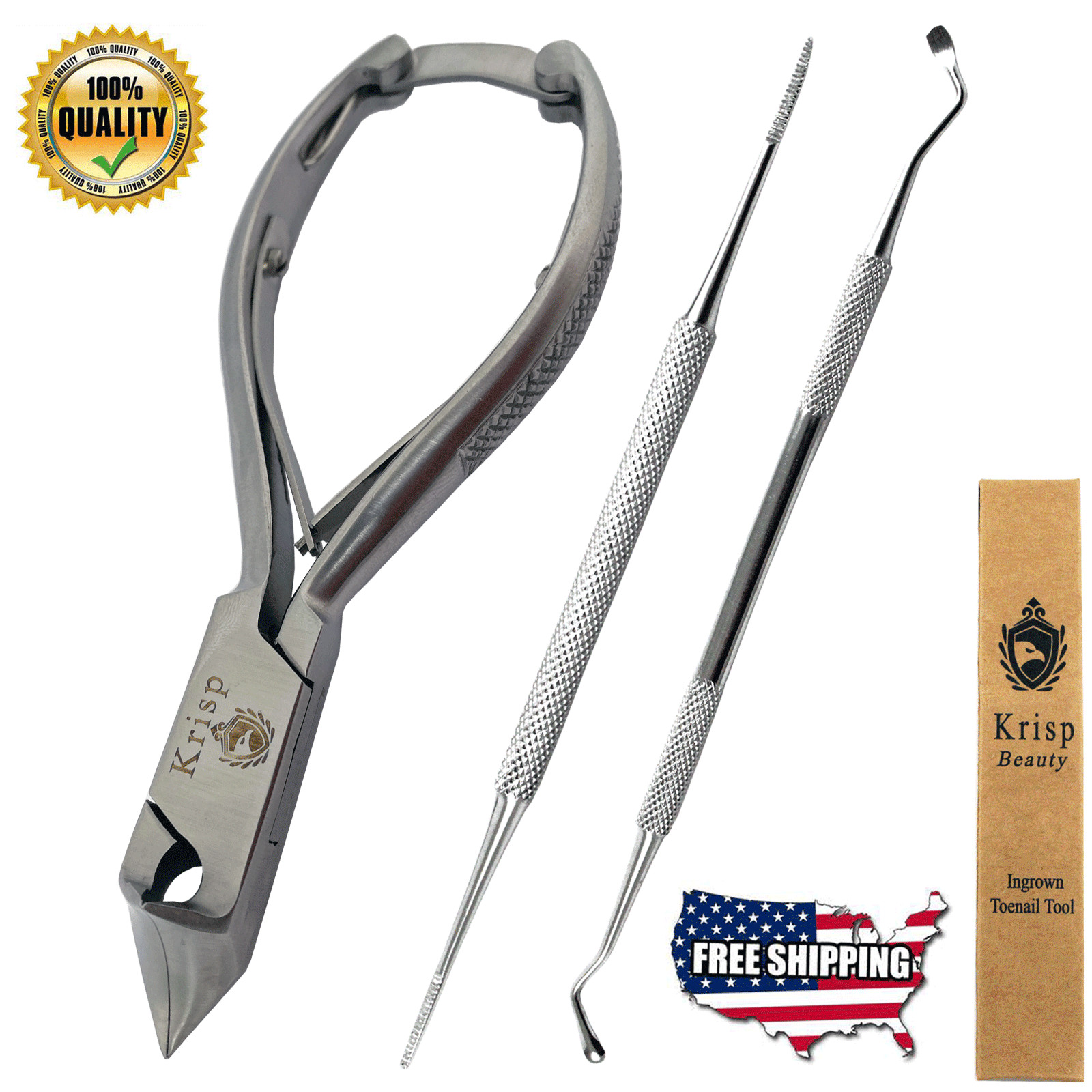 INGROWN TOE CLIPPER CUTTER NAIL LIFTER FILE PEDICURE PODIATRY TOOLS SET 3 PC KIT