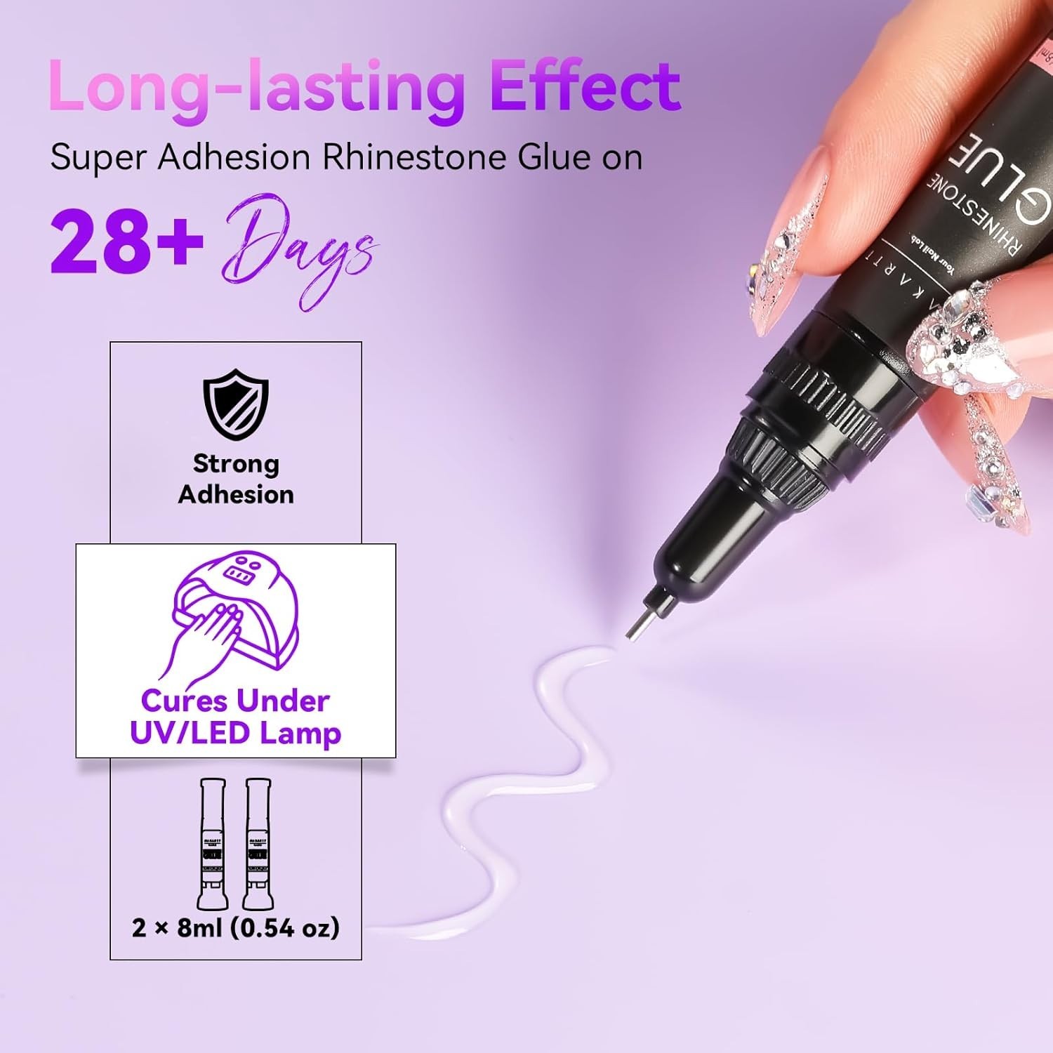 Super Strong Rhinestone Glue Gel for Nail Art – Dual Tip Design, 2x8ml