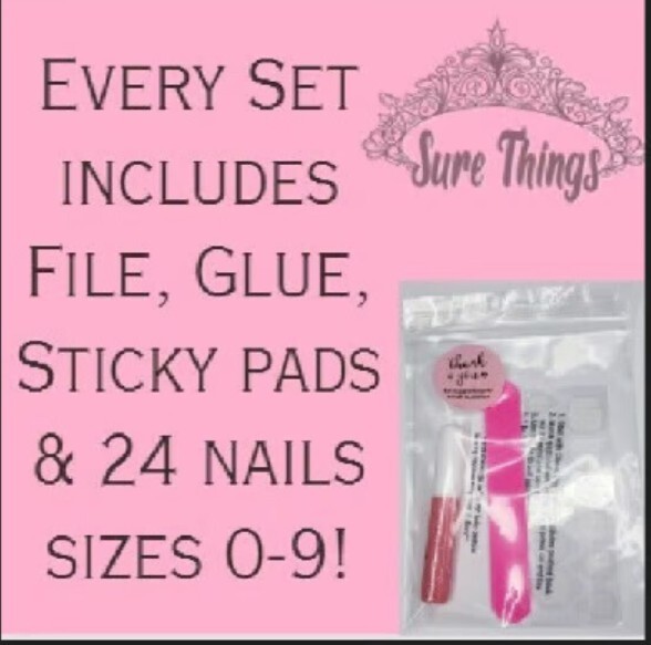 24 RED CHROME Press On Nails Metallic shiny Glue On Kit medium almond stiletto