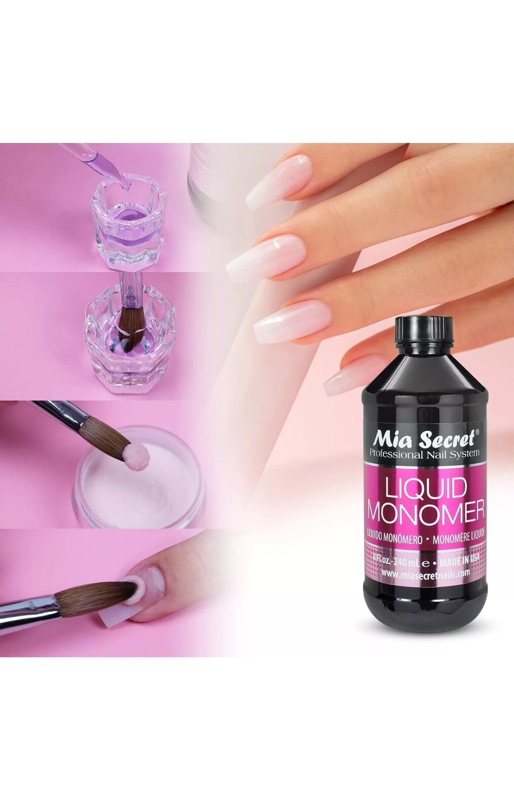 Mia Secret 8 oz / 240ml LIQUID MONOMER 8 Fl Oz (Pack of 1), 8oz-240ml