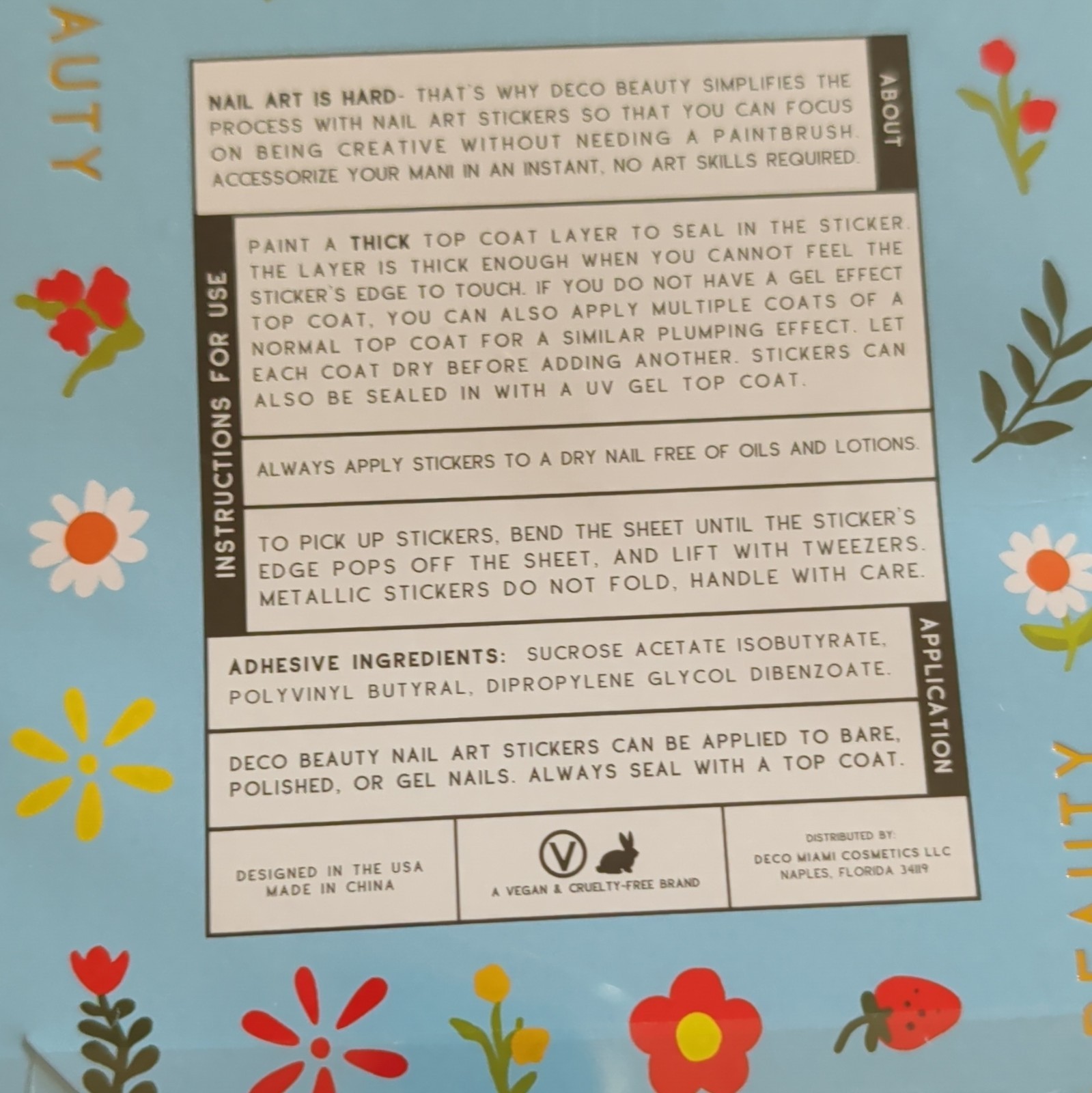 Deco Beauty Nail Art Stickers 2 Sheets Mon Cheri/Baba’s Kitchen Lot of 2 Flowers