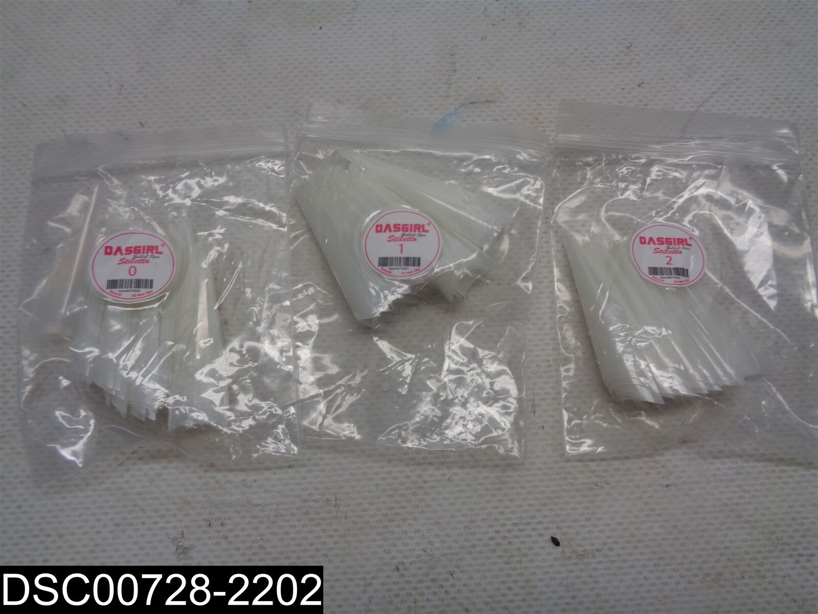 QTY=500 (each pack =50) 073011 Dasgirl Stiletto Natural Size 0-10 Nail Tips