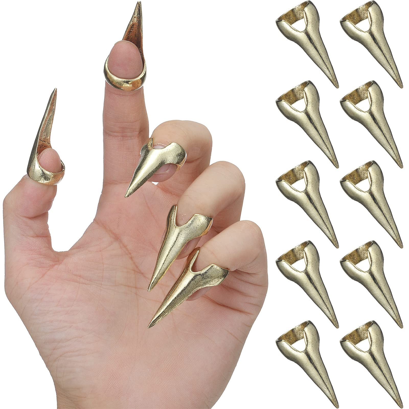 Hicarer 10 Pieces Finger Claws Rings Full Set Retro 0.6 inches, Black