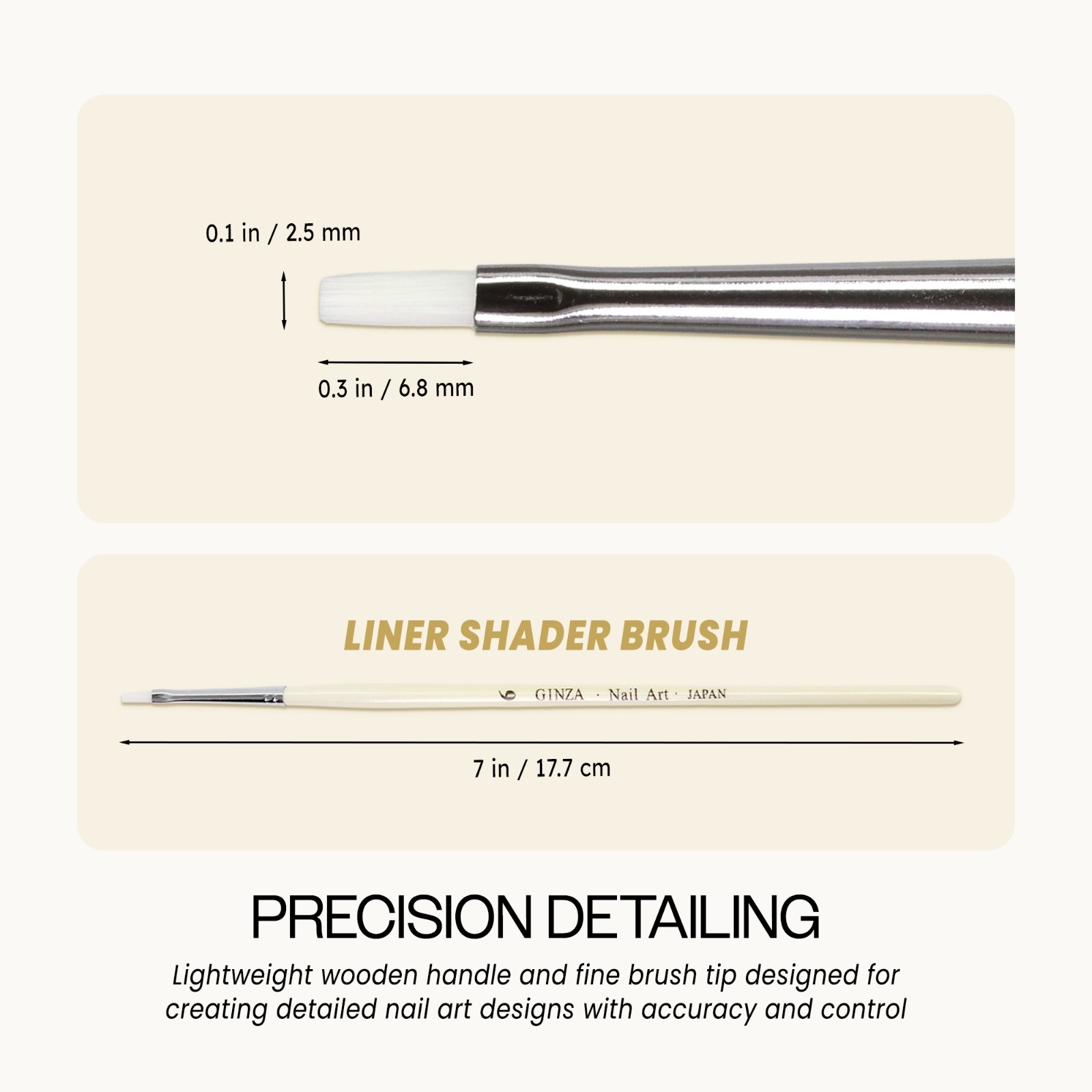 Ginza Professional Acrylic UV Gel Nail Art Liner Shader Brush with Wood Handle