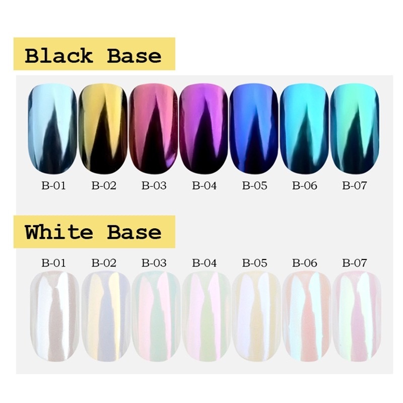 CERAMIC Nails Mirror SHELL Powder Shiny PEARL White Chrome Nail Pigment Colours