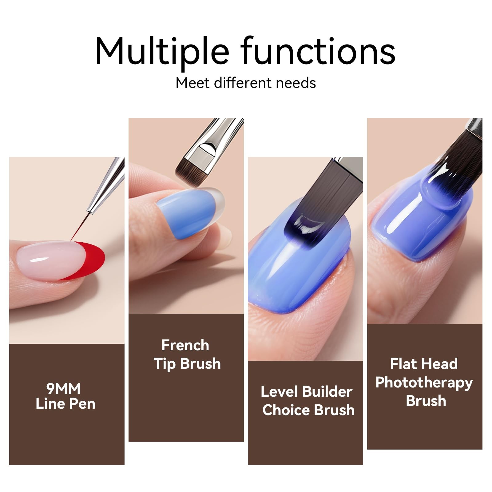 Nail Art Clean Up Brushes 3PCS Set – Dual Head Gel Brush for Polish Mistakes
