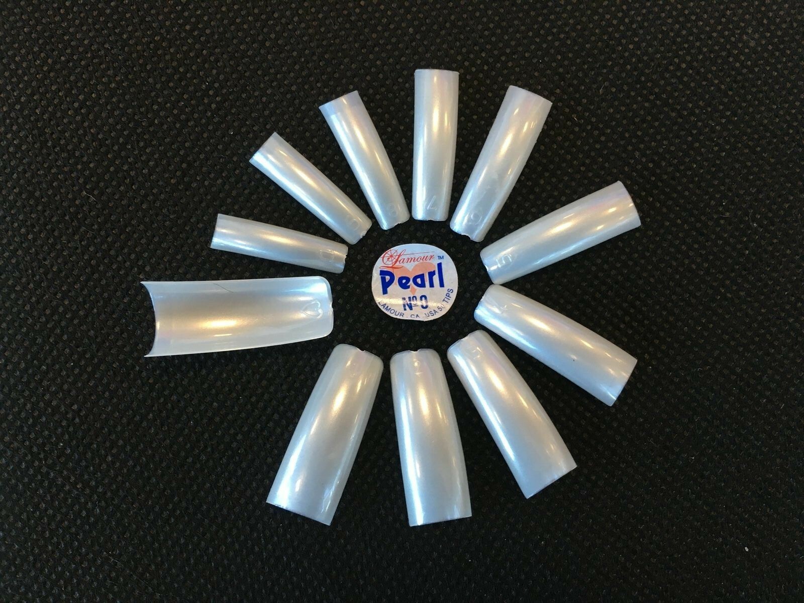 Lamour Nail Tips Pearl – 500ct each size – (CHOOSE FROM SIZE 0-10)
