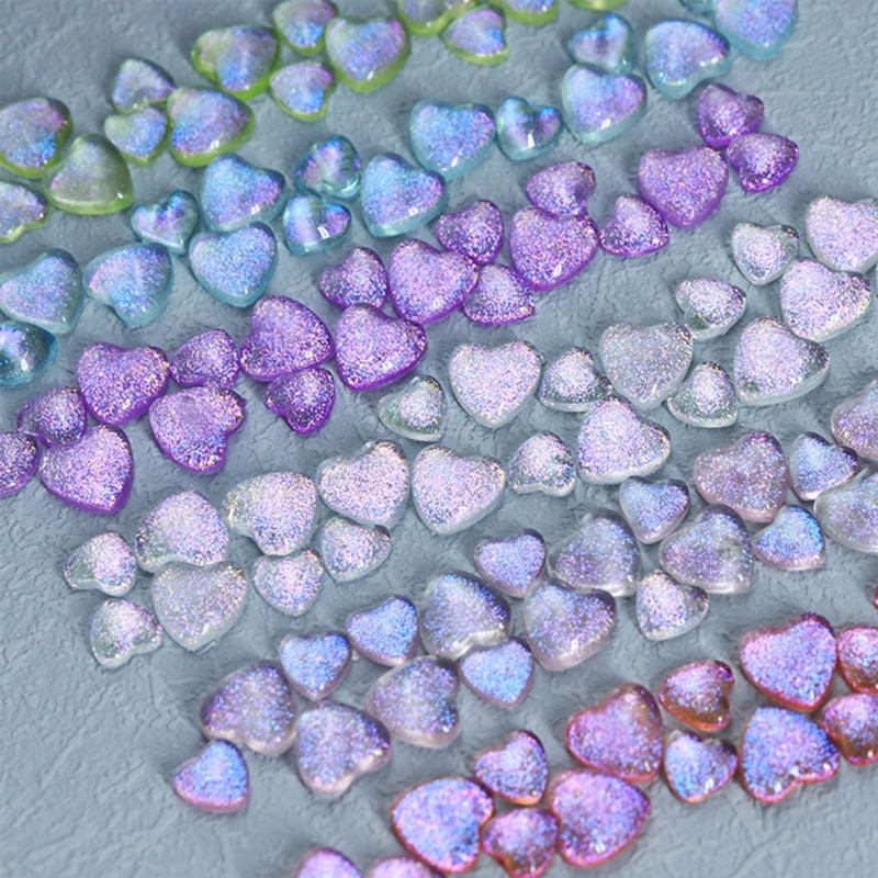 50Pcs Large Nail Art Rhinestones Flat Back Nail Crystals Heart Nail Gems Stone