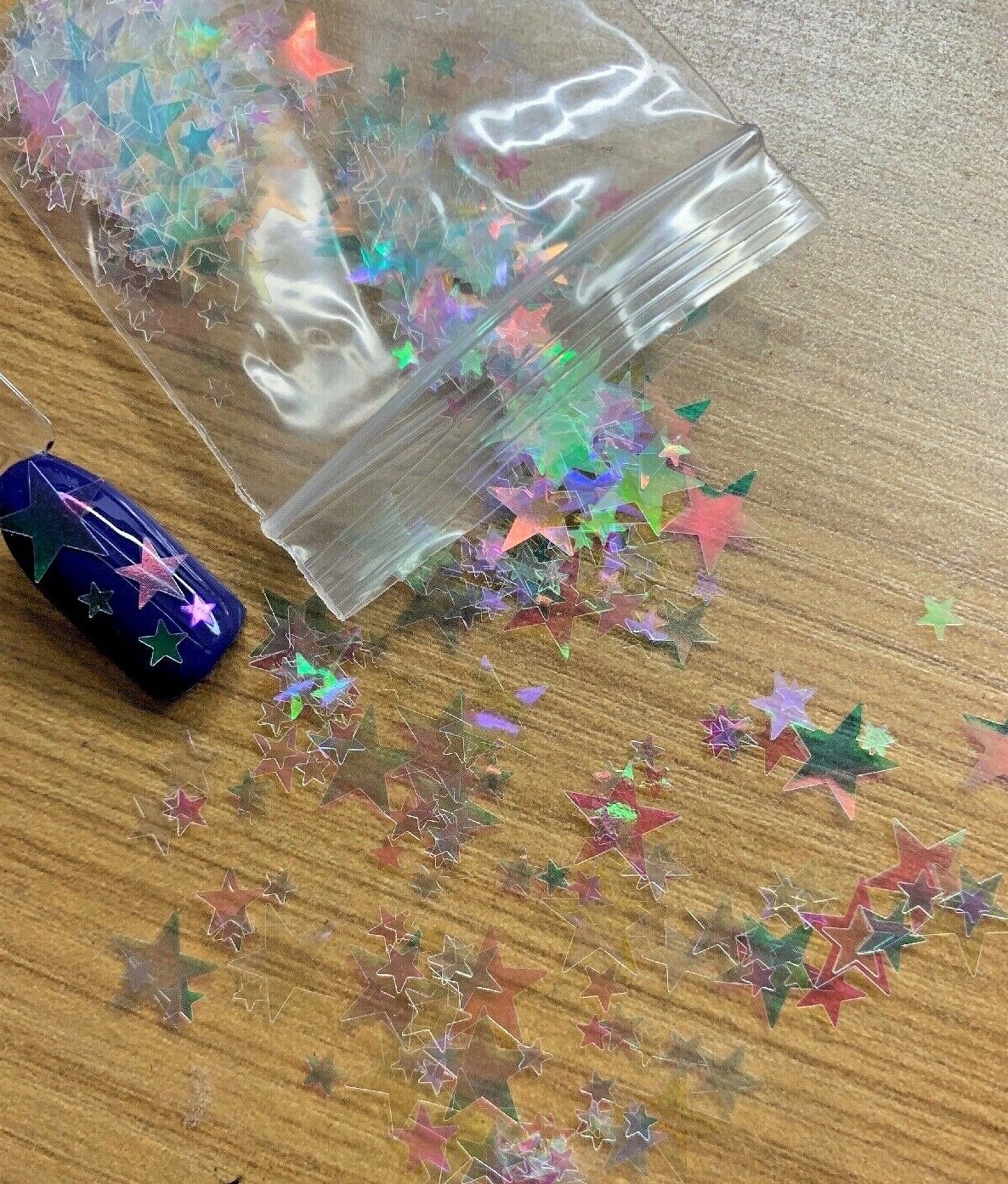 Iridescent Mixed Sizes Star Nail Glitter | 1 TSP | Gel Nail Art & Acrylic
