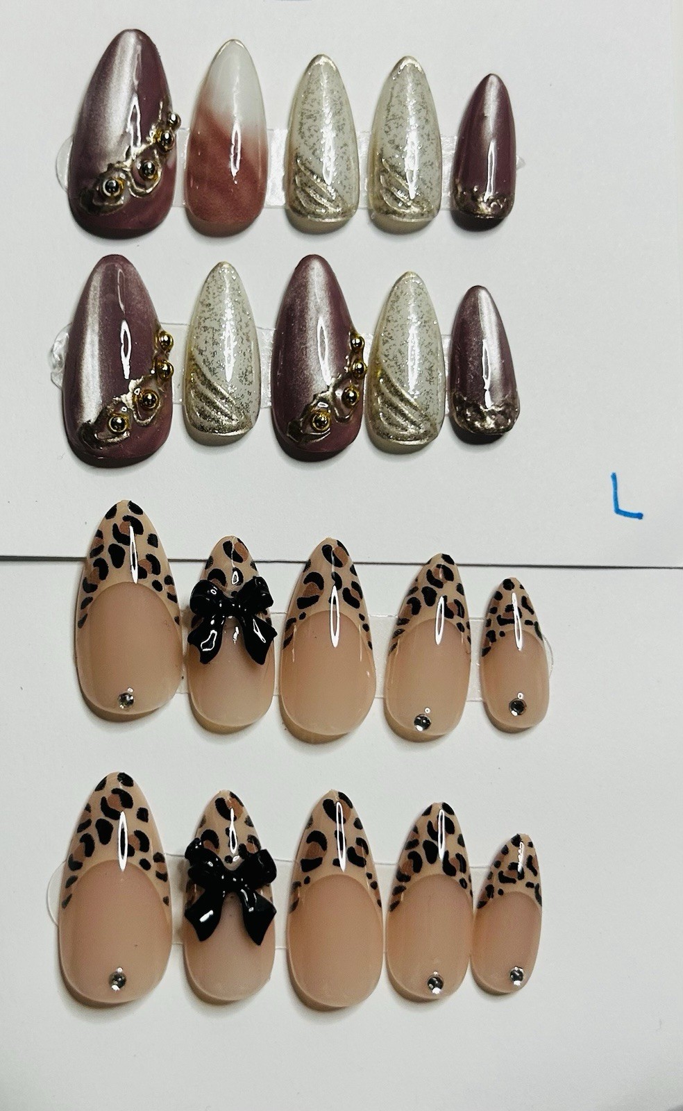 Lot of 2 Almond 10pc Handmade Press-On Nails NEW size *Large*