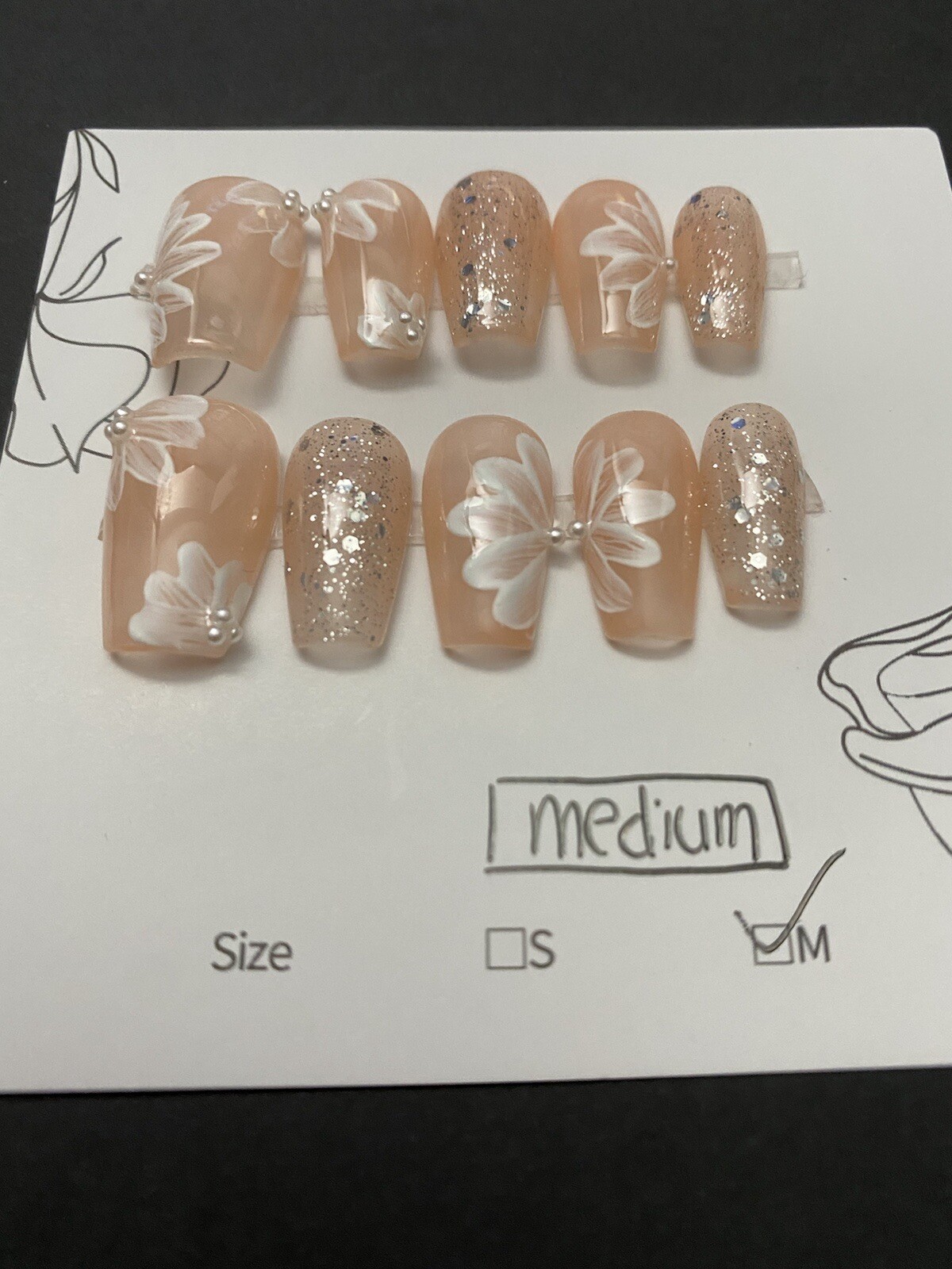 High End Pretty custom Nails Handmade press on nails-10 pcs-Medium
