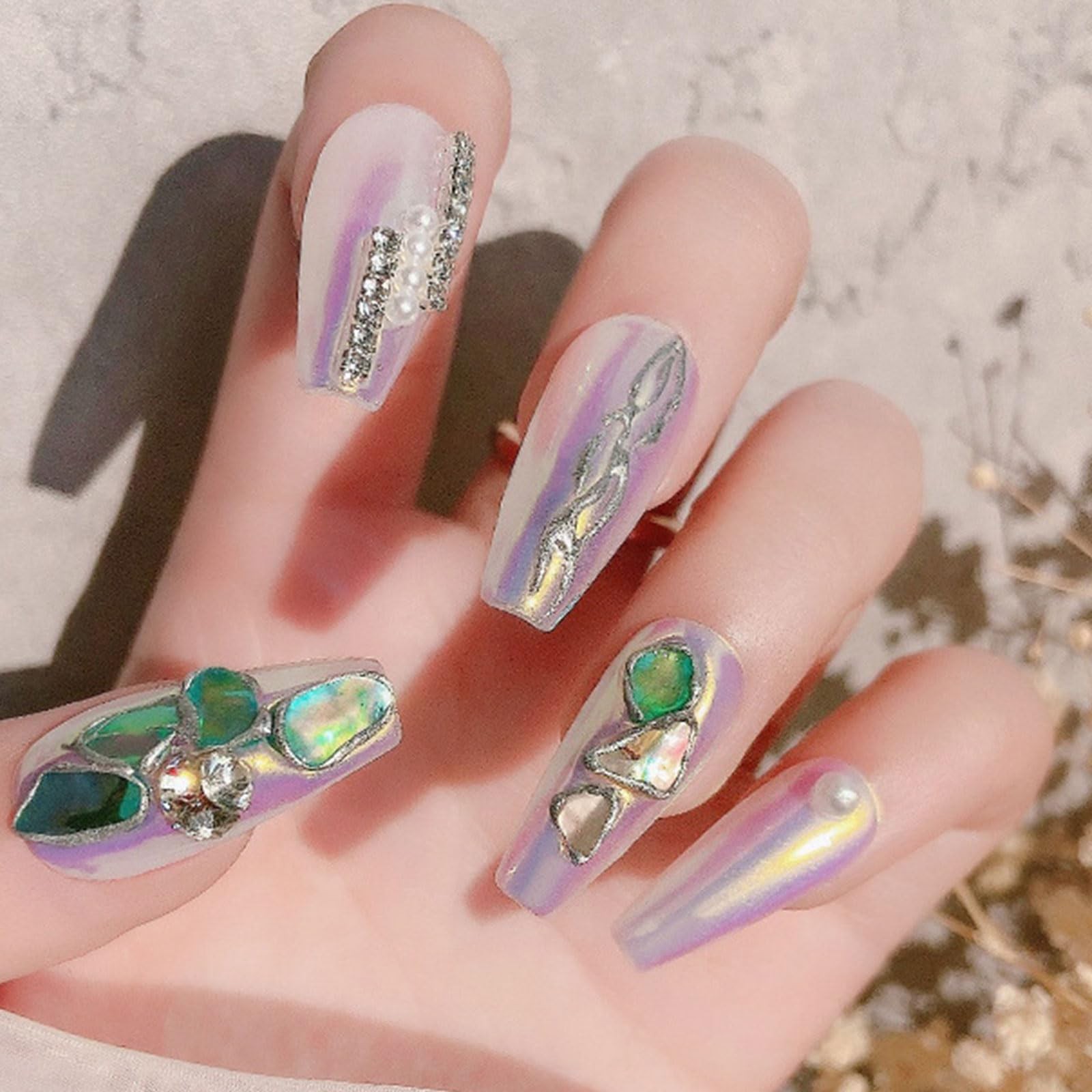 Abalone Shell Flakes for Nail Art, Mixed Size 3D Abalone Shell Fragments for …