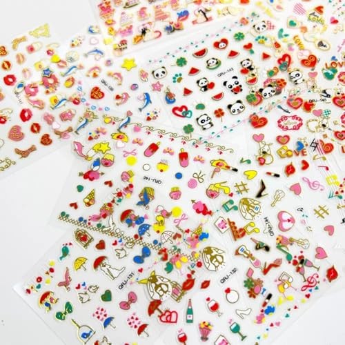 30 Sheets Valentine’s Day Nail Stickers 3D Embossed Love Heart Nail Art Style-1