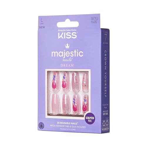 Majestic Press On Nails, Nail glue 1 Count (Pack of 84) Lovely Bubbly