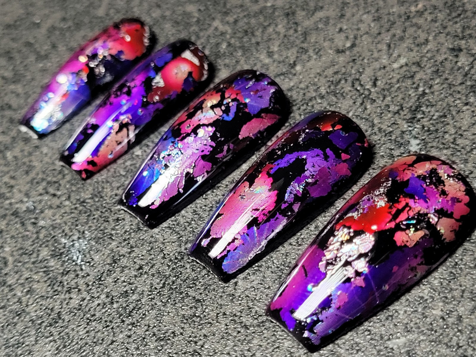 Custom Gel Press on Nails fake nails Handmade 10 pc set MEDIUM Pink Red Purple