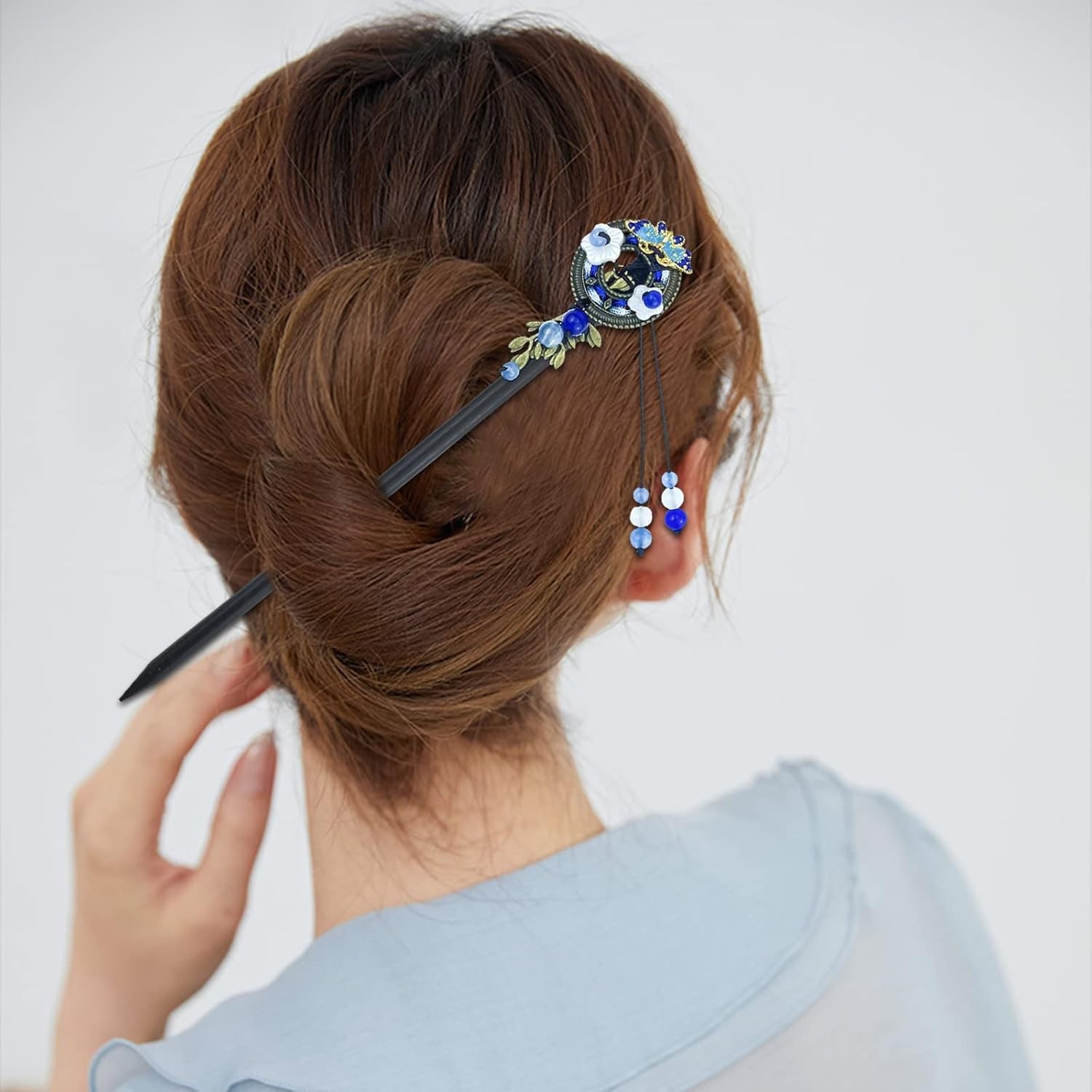4 Pcs Japanese Chinese Hair Stick Retro Wooden Hairpin Butterfly Multicolor