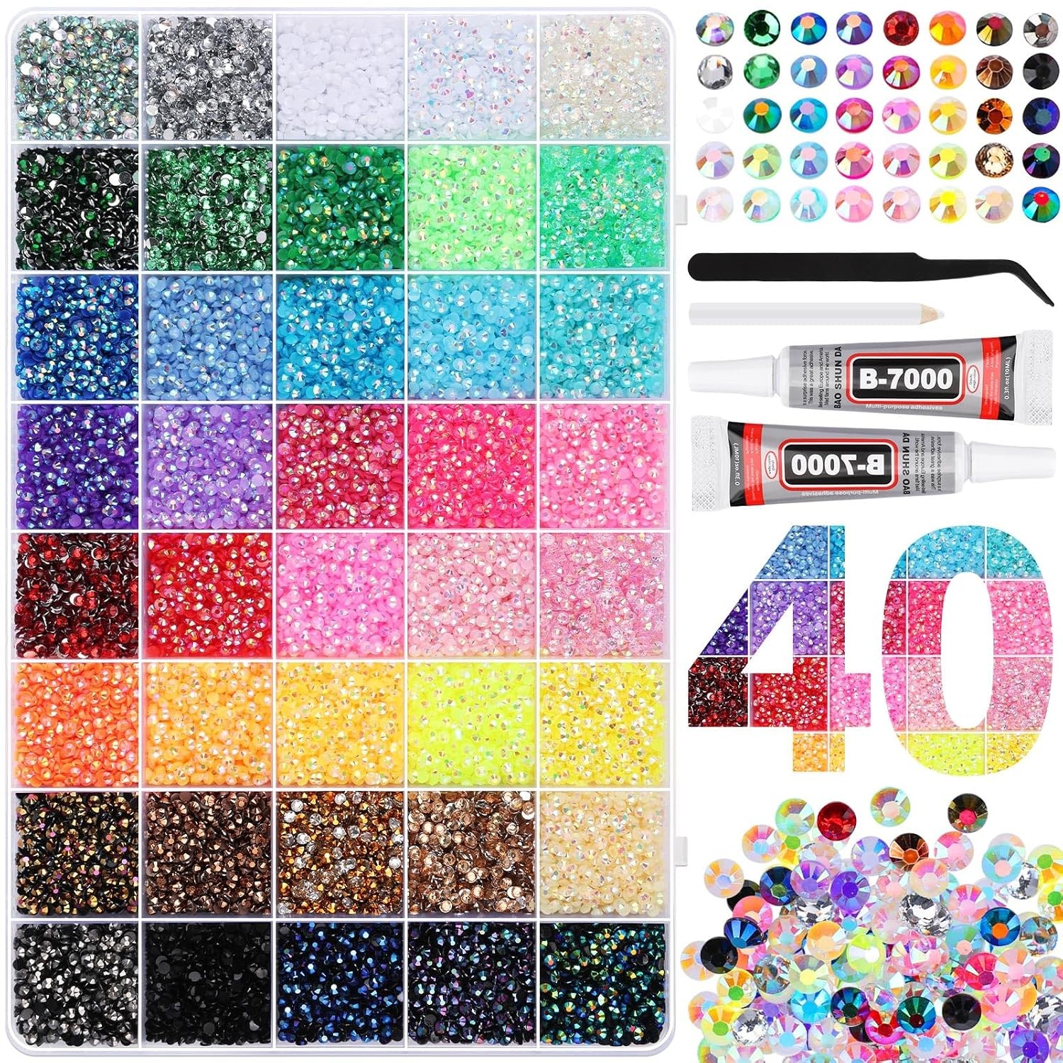 Rhinestone Bling Kit Bedazzler Kit 40 Colors 3mm Rhinestones 2Pcs