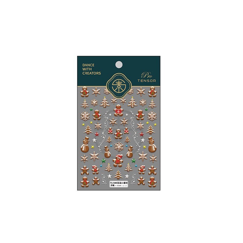 Festive Christmas Nail Sticker Set – Gingerbread, Santa, Snowman, Ornaments(399)