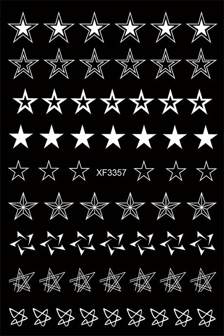 12 Sheets Stripe Stars Nail Art Stickers Decals Supply Self-Adhesive XF3357 NH21