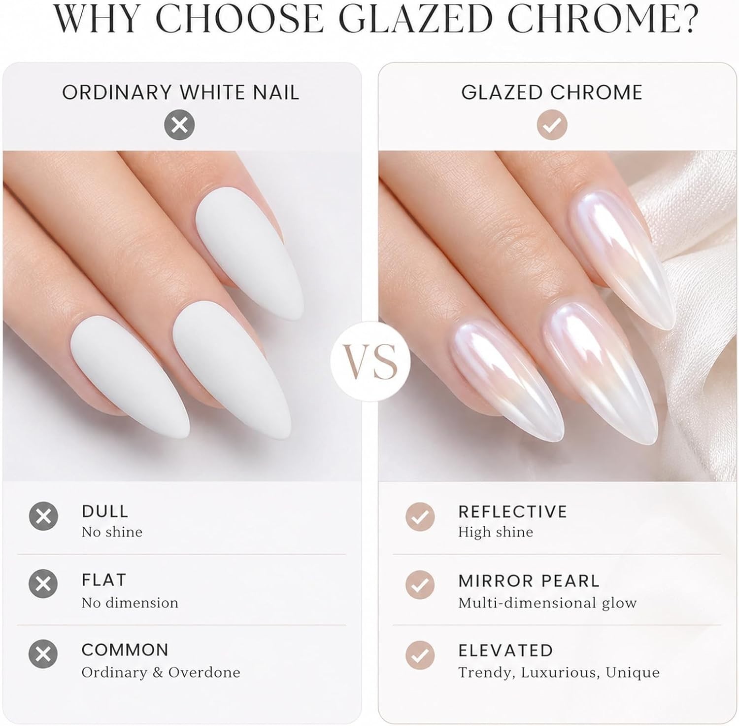 White Pearl Mirror Effect Nail Powder – Luxurious Iridescent Shine for Gel Nails