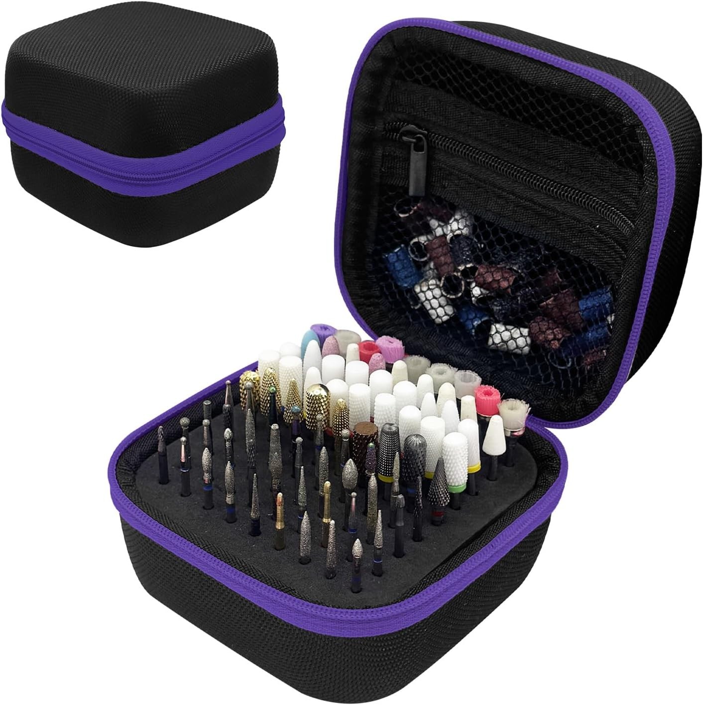 81 Holes Nail Drill Bit Holder, Dustproof Portable Organizer Stora Bag