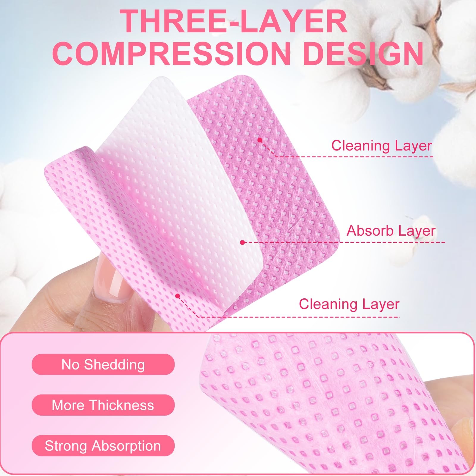 NXJ INFILILA Lint Free Nail Wipes, 400PCS Polish Remover Wipes