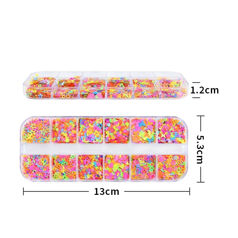 Fluorescence Flower Star Mixed Design Nail Sequins Glitter Flakes Nail Stickers