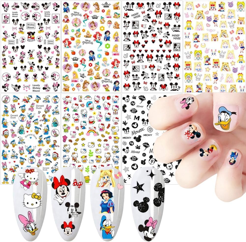 Cartoon Nail Art Stickers Cute Cartoon Nail Decals 3D Self-Adhesive Nail Art …