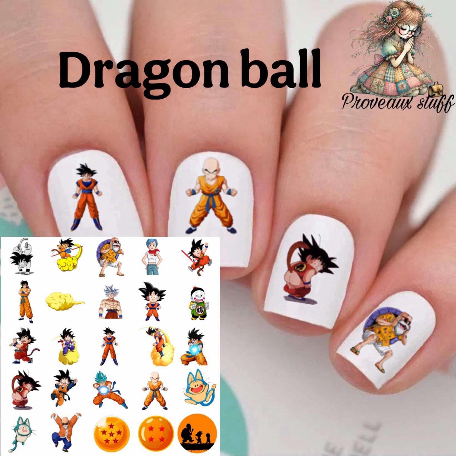Dragon ball Z Waterslide Finger Nail Decals Instructions (set of 50) SS