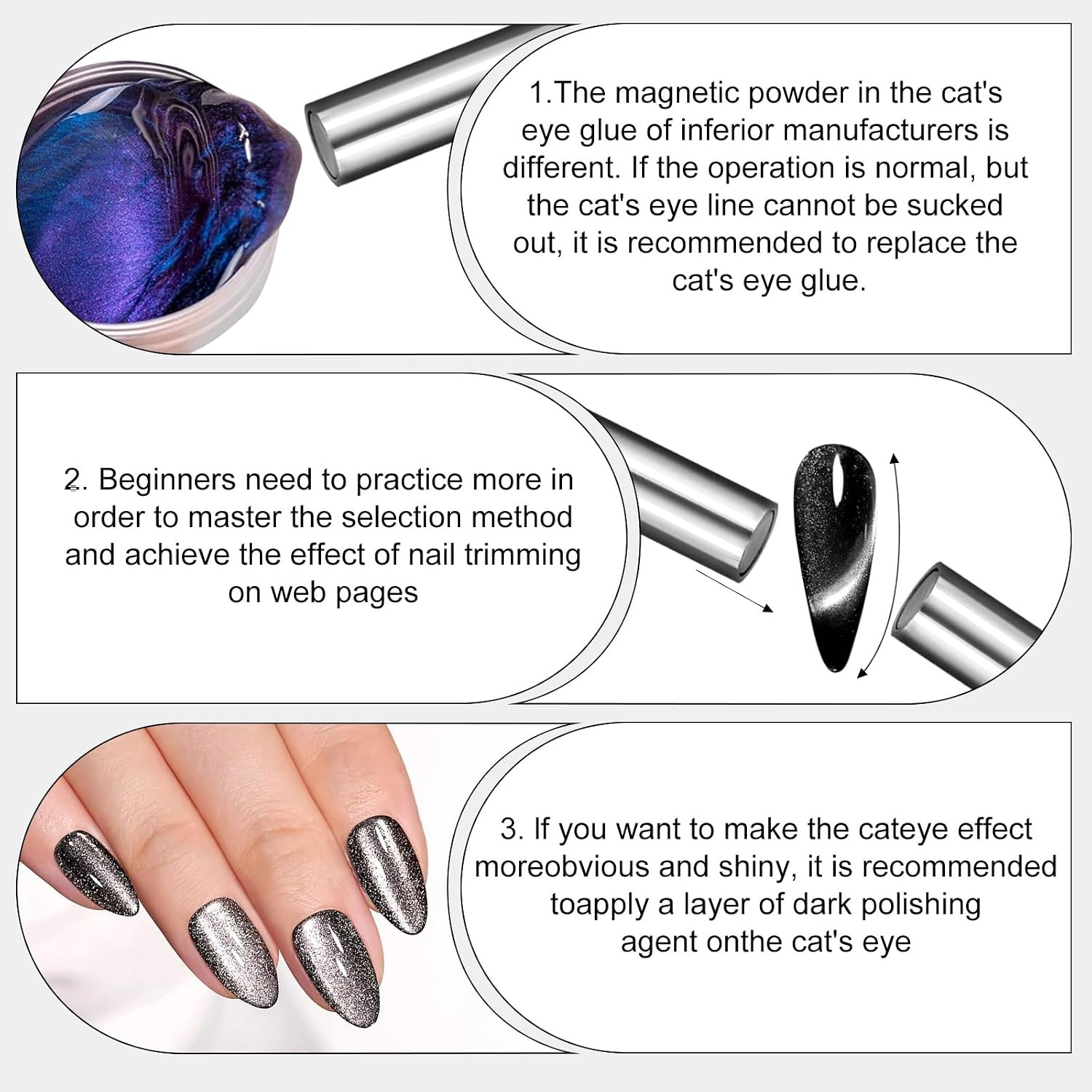 Nail Magnet Tool,Super Long Double-Head Nail Magnet Pens Magnet Stick 3D Magneti