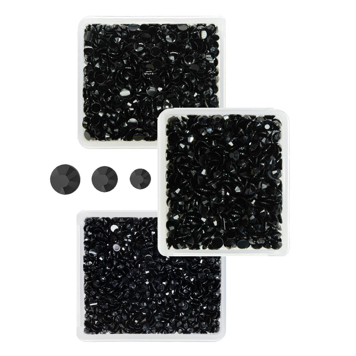 Pure Black Resin Rhinestones for Crafting 3mm 4mm 5mm Flatback Jelly Stones B…