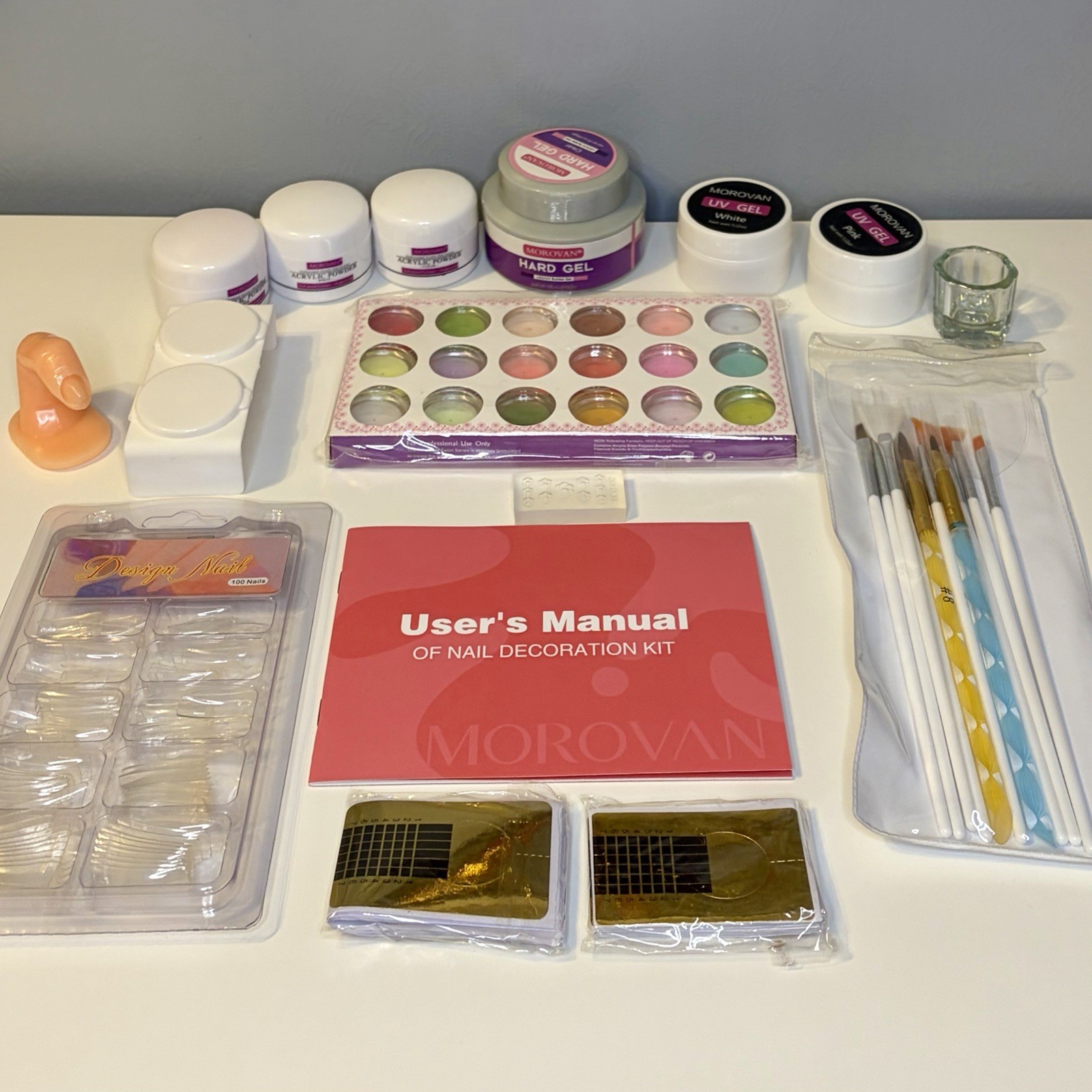 Morovan Professional Acrylic Nail Kit – Glitter Acrylic Powder 24 Piece Lot