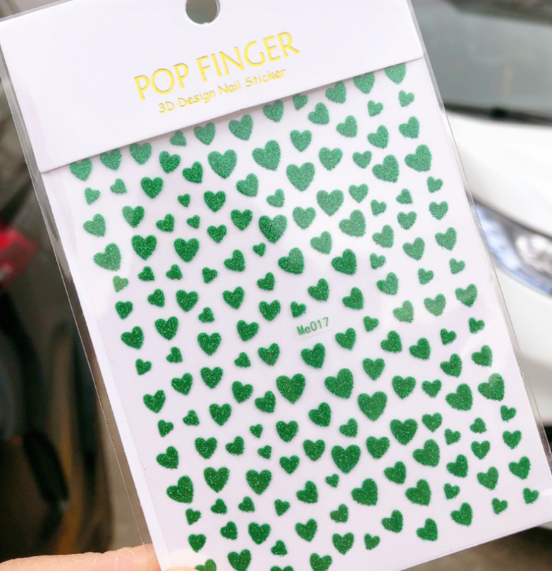 Nail Art Sticker Glitter Heart Valentine Decals Manicure DIY Peel & Stick NH6