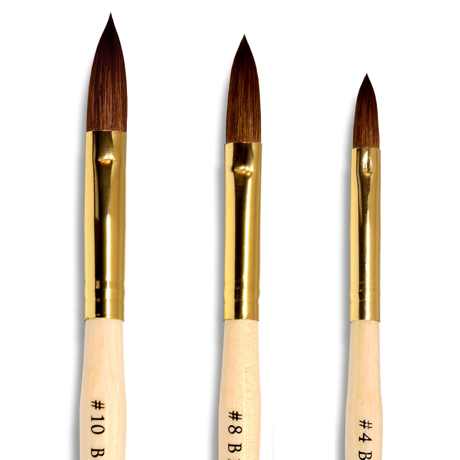 3pcs Kolinsky Oval Acrylic Nail Art Brush Set Detail Painting Pen Size 4,8,10