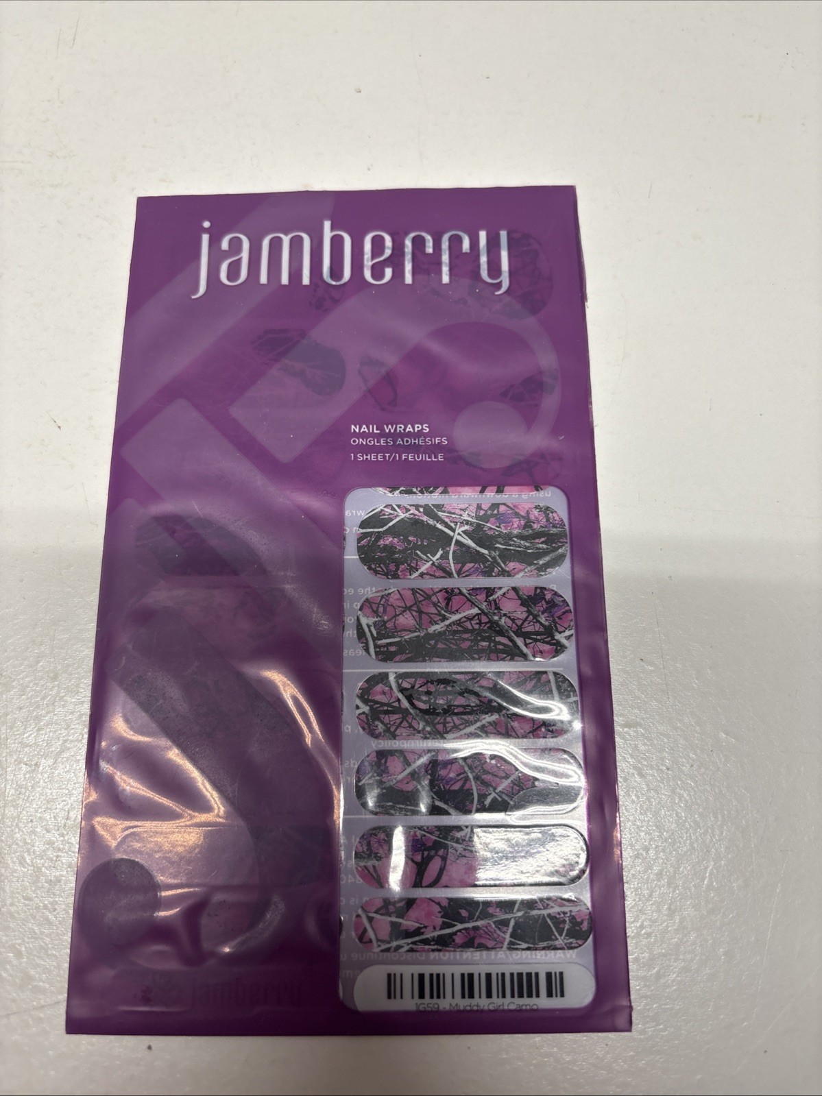 Retired Jamberry Pink Camo Nail Wraps Muddy Girl Style-Sealed