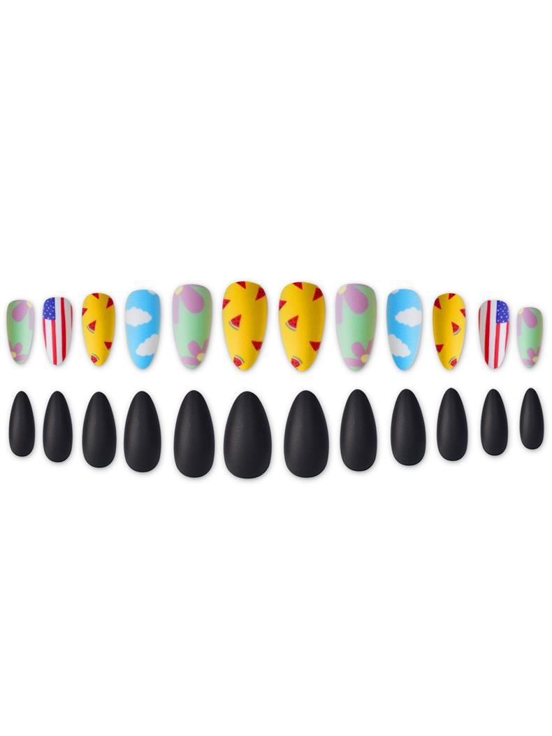 Independence Day Flag Cloud Almond Press On Nails Wholesale