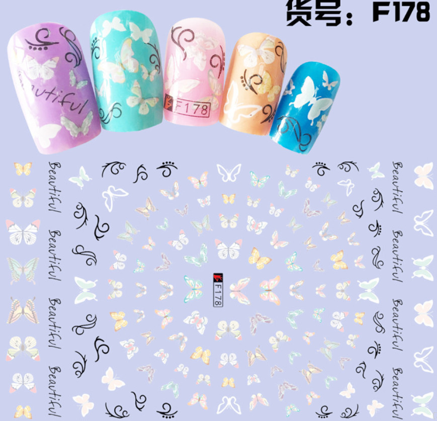 3D Nail Art Butterfly Lace Stickers Sheet Manicure Self-adhesive F178 NS51