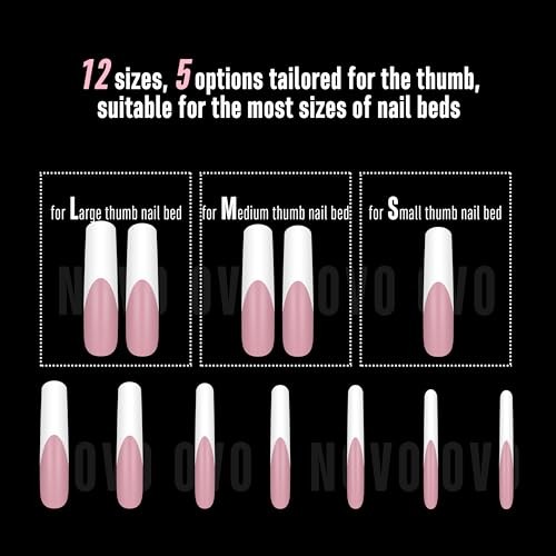 XXL Curved Square White French Curved Square White French Tip Nail Tips 144