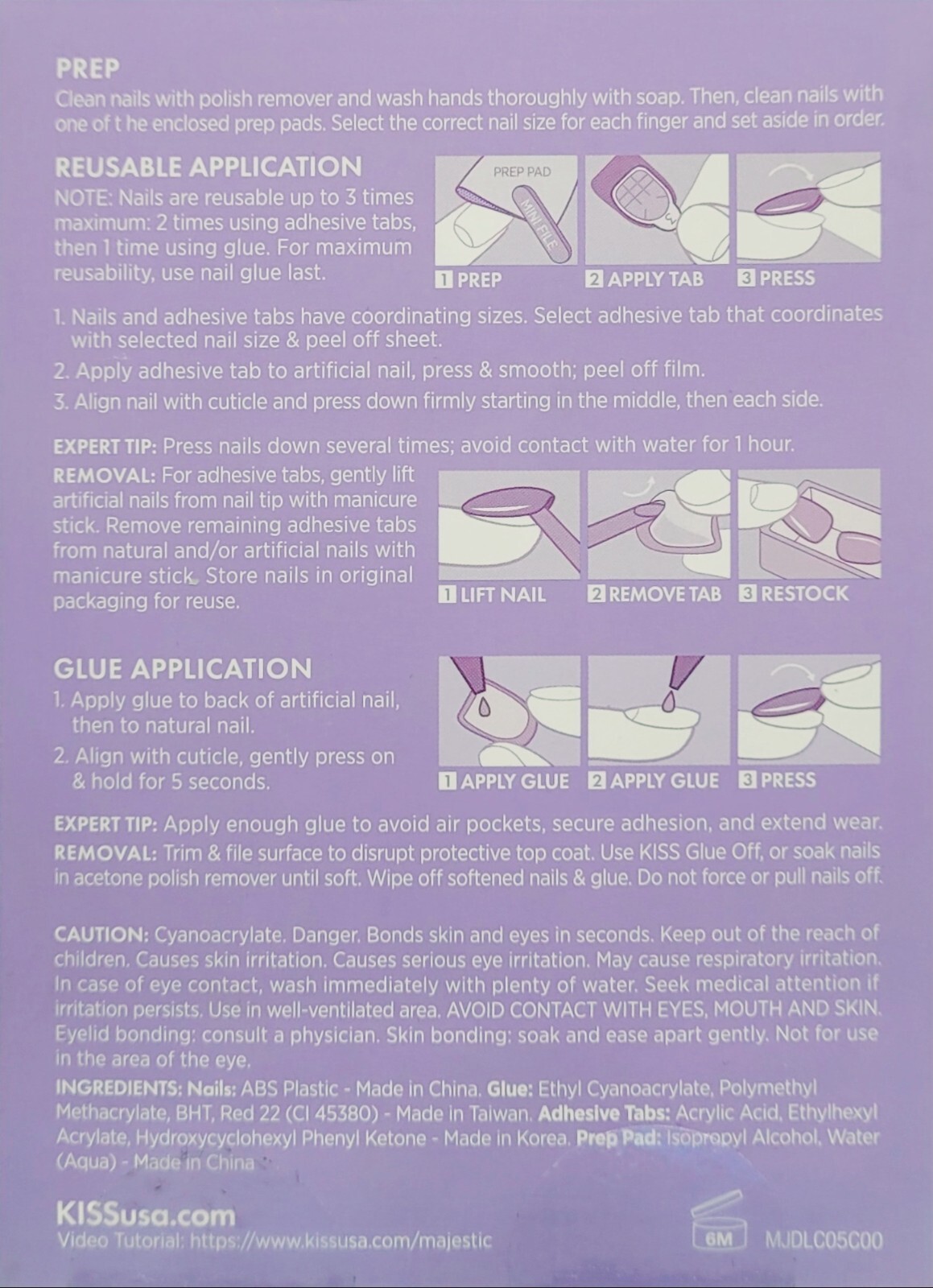Majestic Press On Nails Nail glue included Lovely Bubbly’ Pink Long Size Coff…