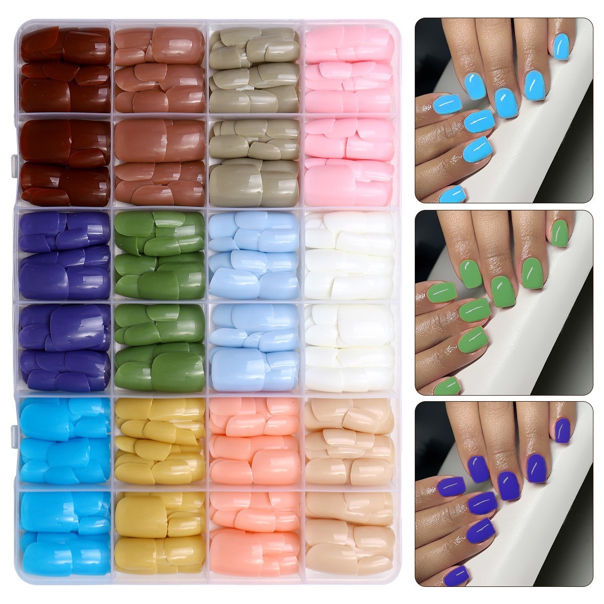 Press on Nails 24 Colors 288 PCS Press on Nails Short Square Matte Glossy fake