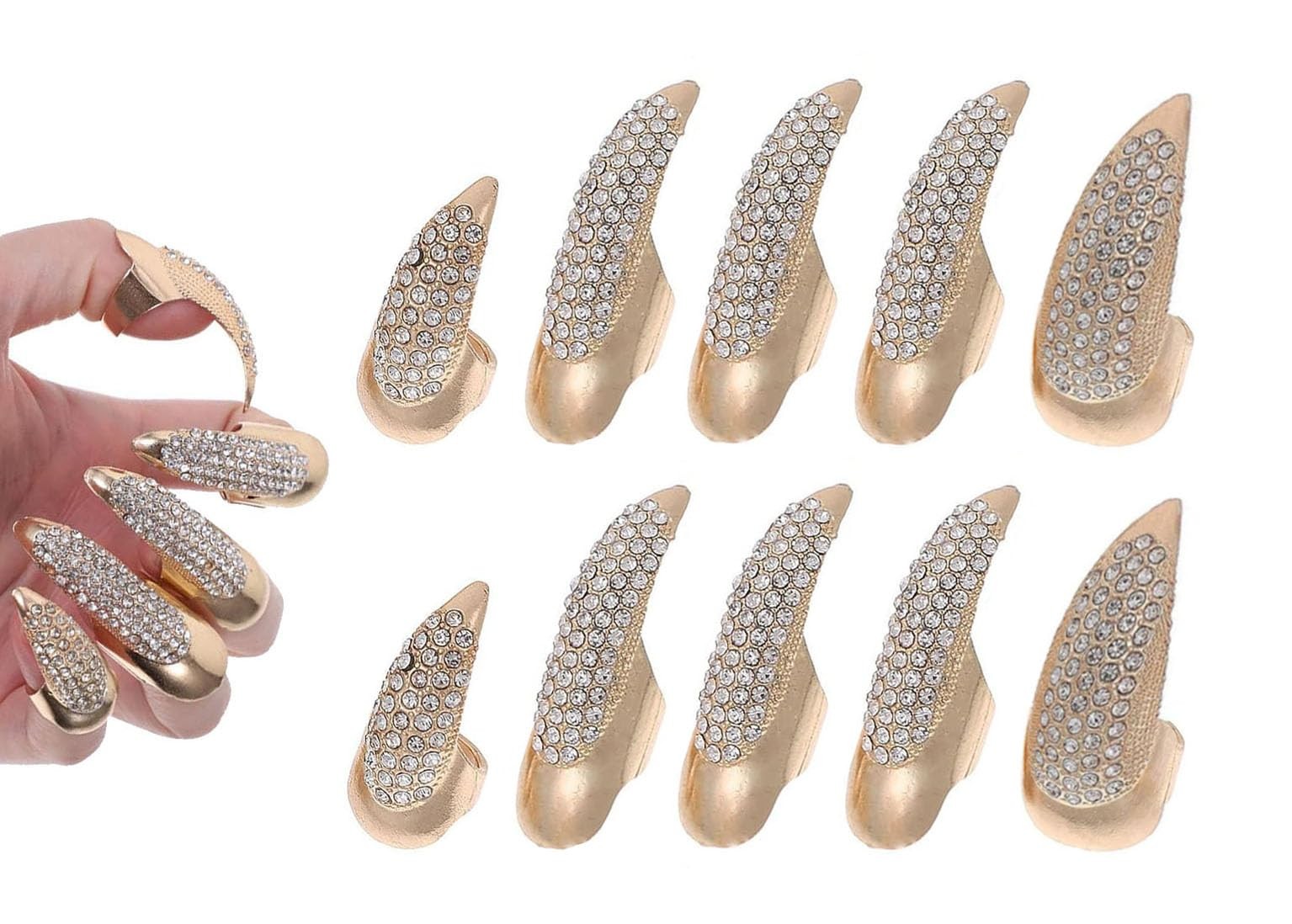 10 Pcs Halloween Costume Fake Finger Claws – Gothic Punk Cosplay Nail Rings -…