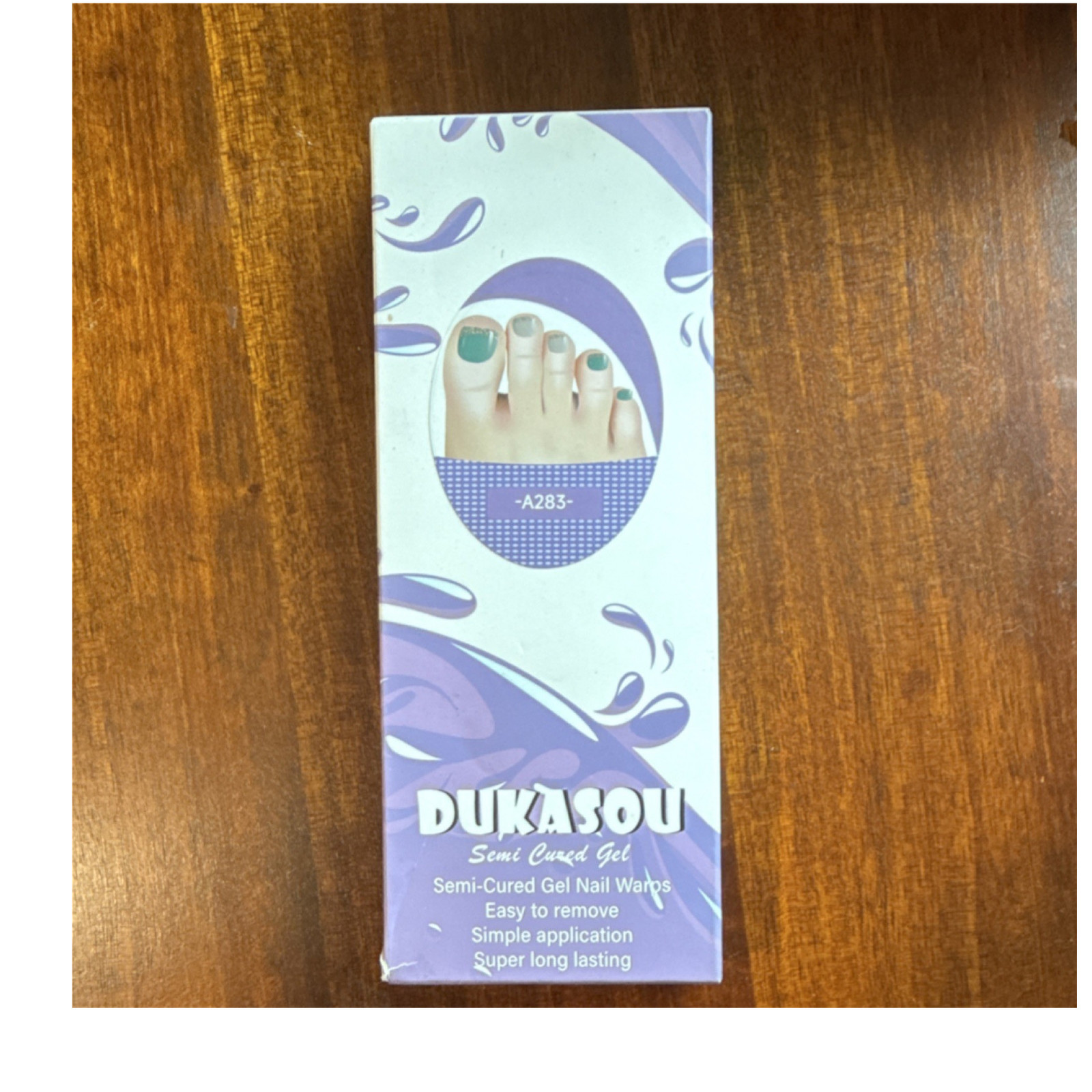 DUKASOU Semi-Cured Gel Nail Wraps Green Easy Application Long Lasting Toe