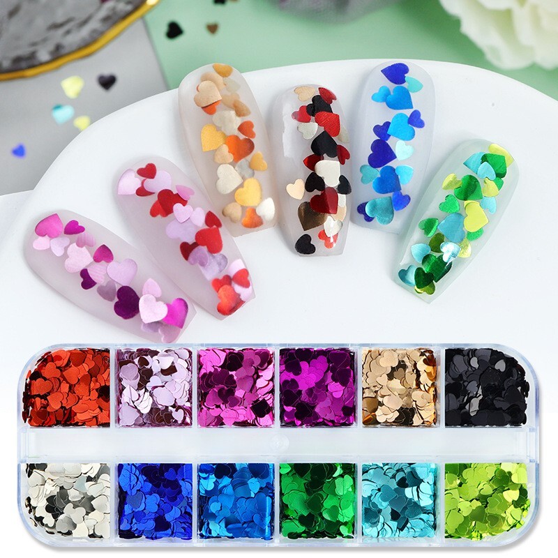 Multi-Color Heart Love shape Nail Art Sequin Glitter Flakes DIY Decor for Nails