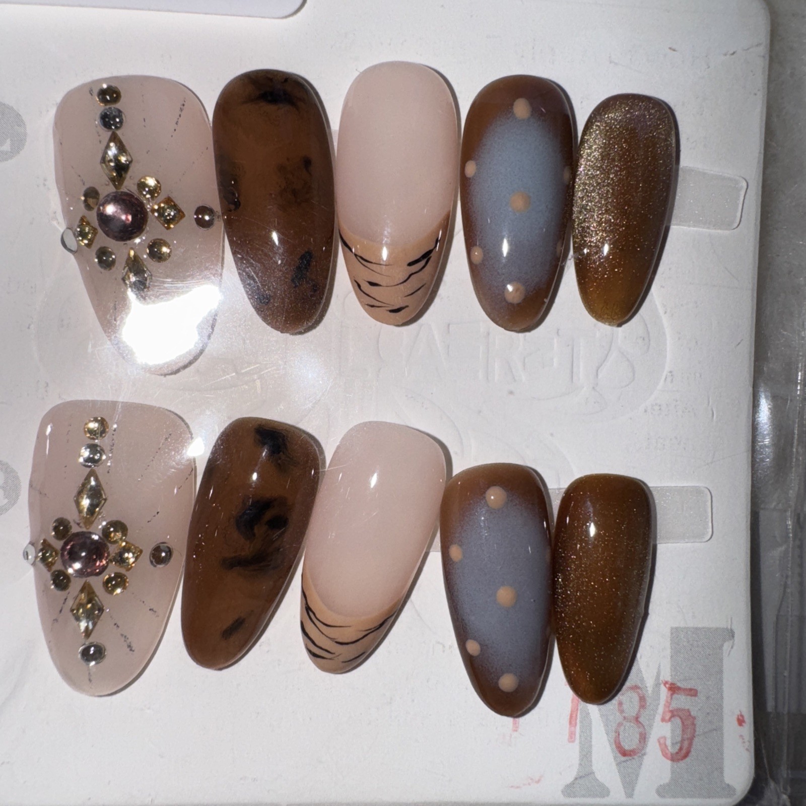 4 Packs Of 10pcs Almond Press On nails | 3D Unique Designs| Size M | Reusable 11