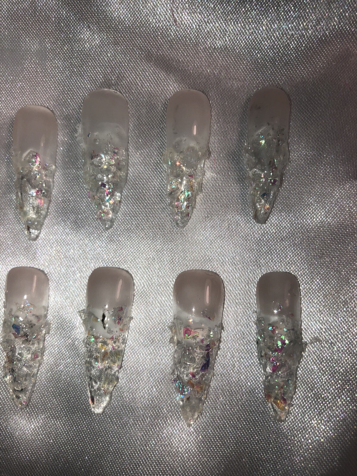 Z NAILZ! Z CLAWZ! Gorgeous Set Of Handmade Clear Holographic Gator PressOn Nails