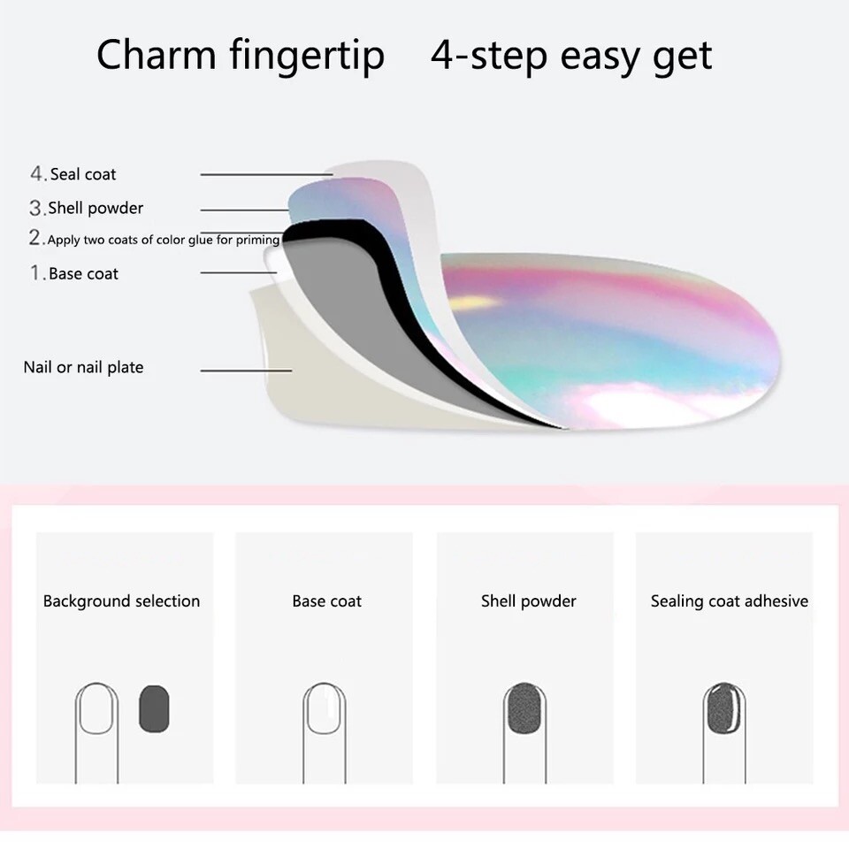 AURORA CHROME UNICORN NAIL POWDER Mermaid AB MIRROR Effect RAINBOW Crystal (um)