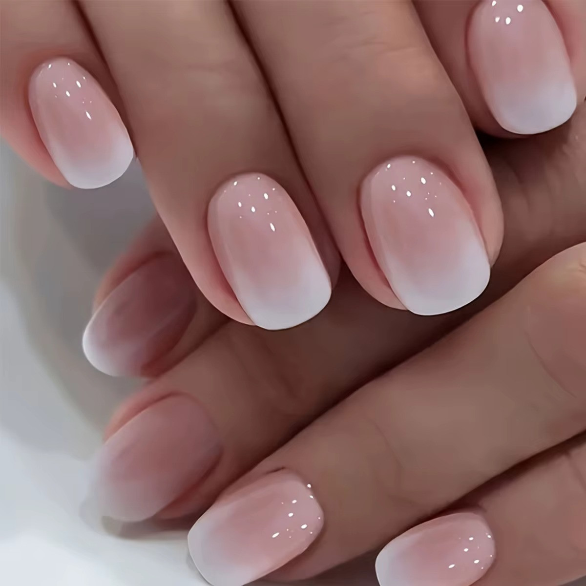 24Pcs French Press On Nails Set Fake Nail Tips with Glue Adhesive & Nail File