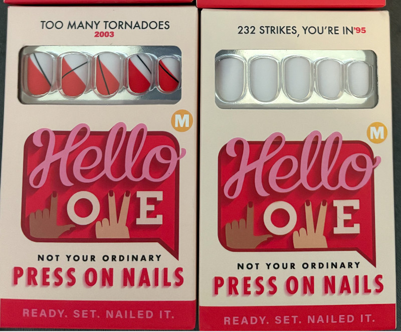 Hello Love ~~ Press On Nails ~~ Available in White Rainbow Purple Plaid French