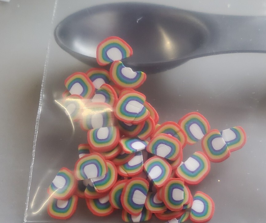 Tiny Clay Rainbows nail charms, small crafts, Pride Nails, Shaped Clay Slices