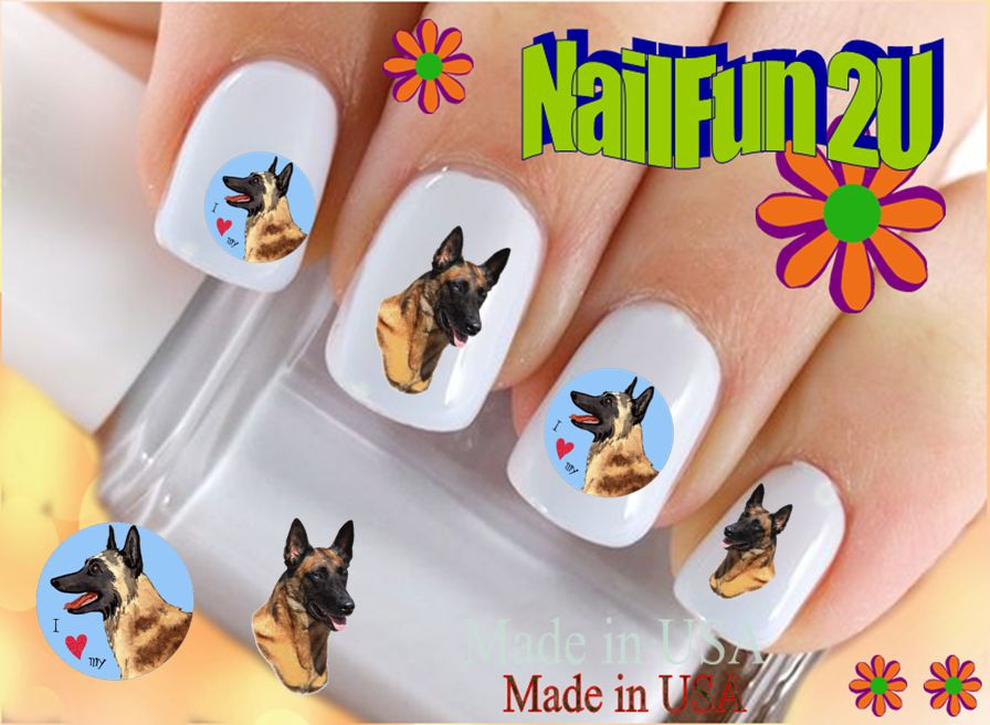 Nail Art 164C DOG BREED Belgian Malinois Red #1 WaterSlide Nail Decals Transfers